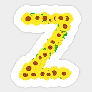 Sunflowers Initial Letter Z (White Background) Sticker